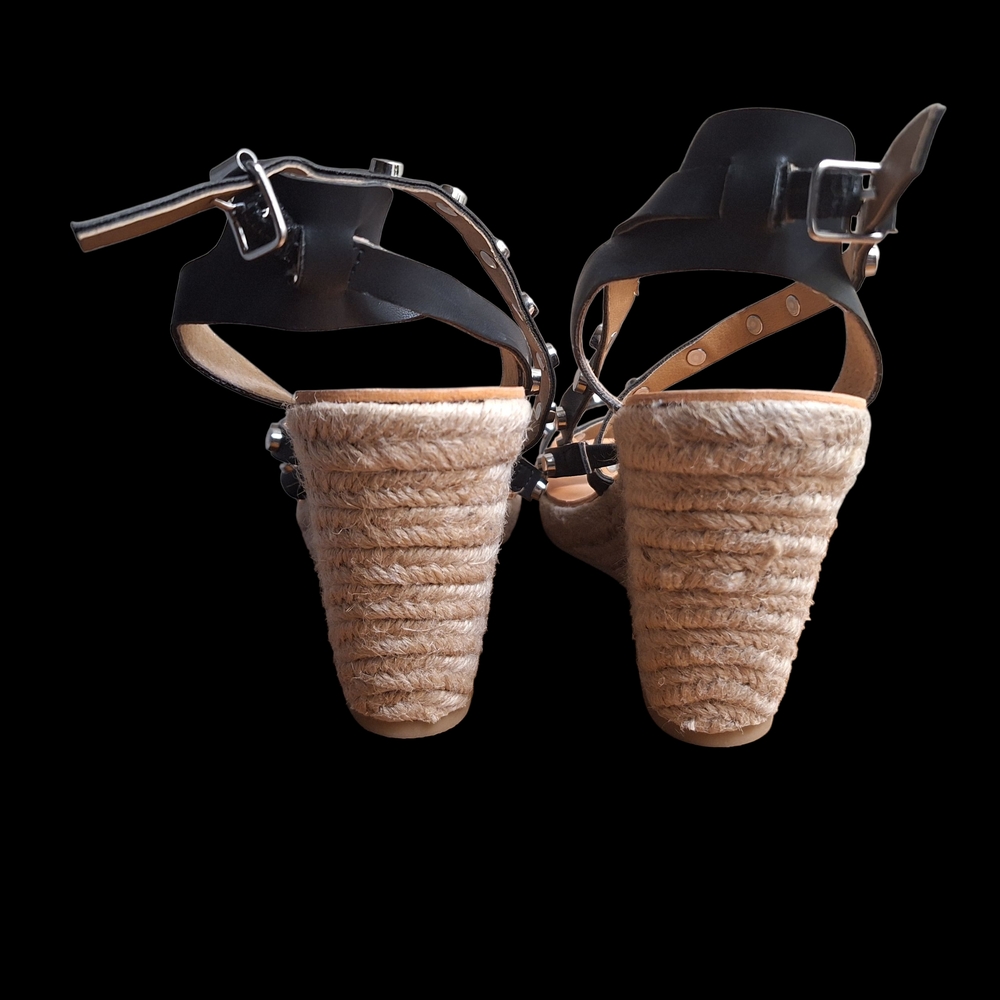 Dolce Vita Maxton Black Studded Espadrille Wedge Sandals 6M - Picture 5 of 8
